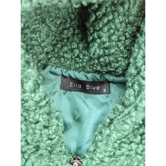 Ella Blue Women's Vest Size S Green Sherpa Fuzzy Textured Hood - Picture 6 of 16
